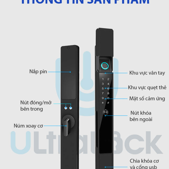 Khóa vân tay hoàn toàn tự động dành cho cửa nhôm xingfa UL-H6