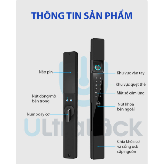 Khóa vân tay hoàn toàn tự động dành cho cửa nhôm xingfa UL-H6