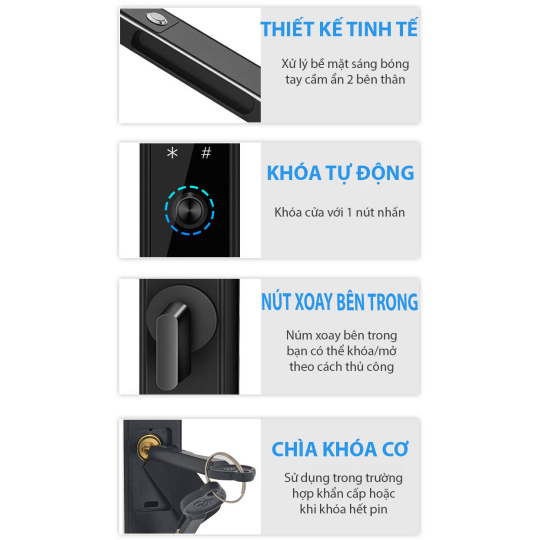 Khóa vân tay hoàn toàn tự động dành cho cửa nhôm xingfa UL-H6